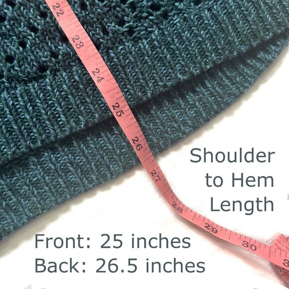 Eddie Bauer Oversized Boxy Knit Crochet Teal Sweater, Small - Picture 9 of 13